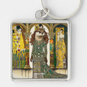 Fantasy Cute Otter Art Deco Key Ring