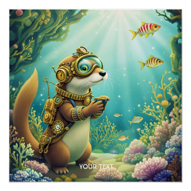 Fantasy Cute Otter Steampunk Suit Poster (Front)
