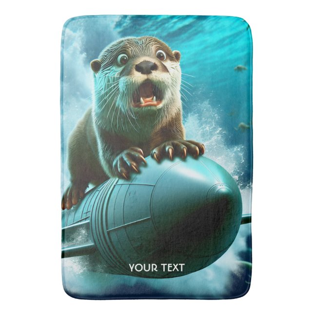 Fantasy Cute Otter Torpedo Sea Bath Mat (Front Vertical)