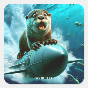 Fantasy Cute Otter Torpedo Sea Square Sticker