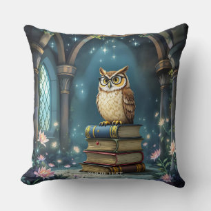 Fantasy Cute Owl Glasses Books Cushion