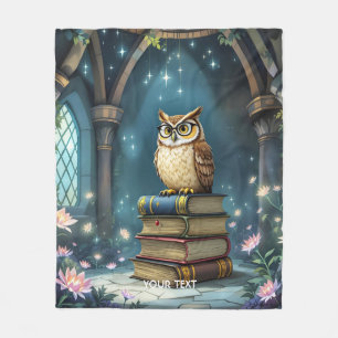Fantasy Cute Owl Glasses Books Fleece Blanket