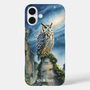 Fantasy Cute Owl Old Ruins iPhone 16 Plus Case