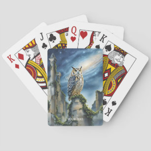 Fantasy Cute Owl Old Ruins Playing Cards