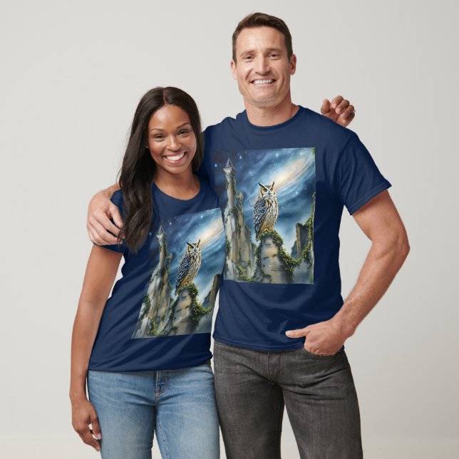 Fantasy Cute Owl Old Ruins T-Shirt (Unisex)