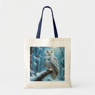Fantasy Cute Owl Snow Tree Tote Bag