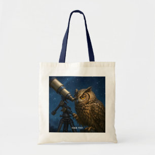 Fantasy Cute Owl Telescope Night Tote Bag