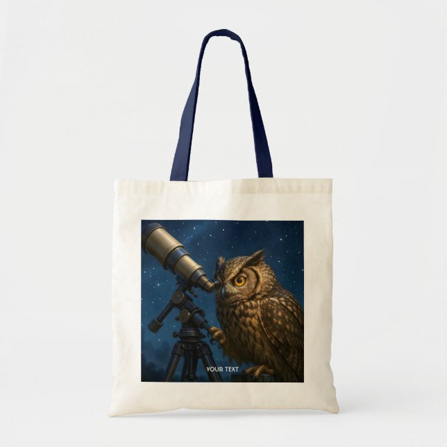 Fantasy Cute Owl Telescope Night  Tote Bag (Front)