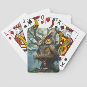 Fantasy Cute Owl Tree Forest Playing Cards