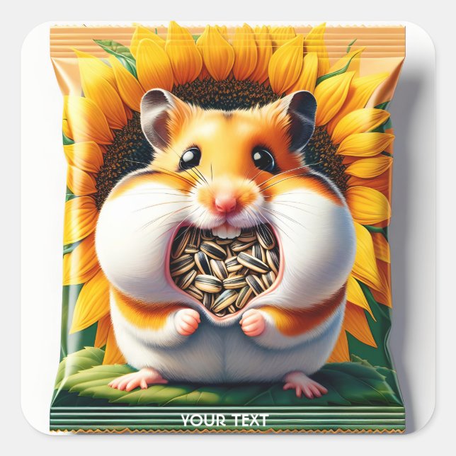 Fantasy Cute Packet Seeds Hamster Square Sticker (Front)