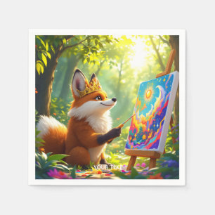 Fantasy Cute Painting King Fox Napkin