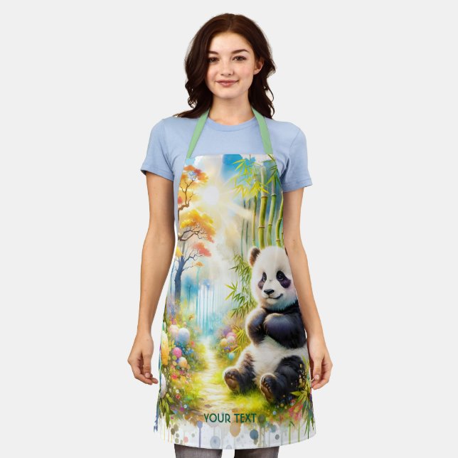 Fantasy Cute Panda Bamboo Forest Apron (Worn)
