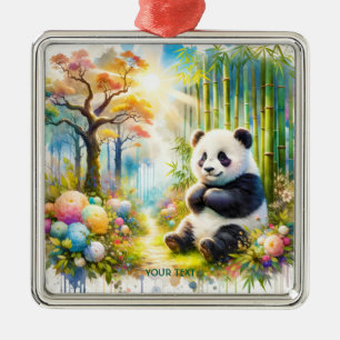 Fantasy Cute Panda Bamboo Forest Metal Tree Decoration
