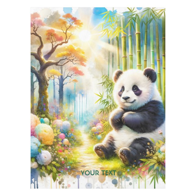 Fantasy Cute Panda Bamboo Forest Tablecloth (Front)
