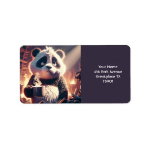 Fantasy Cute Panda Cup Coffee Label