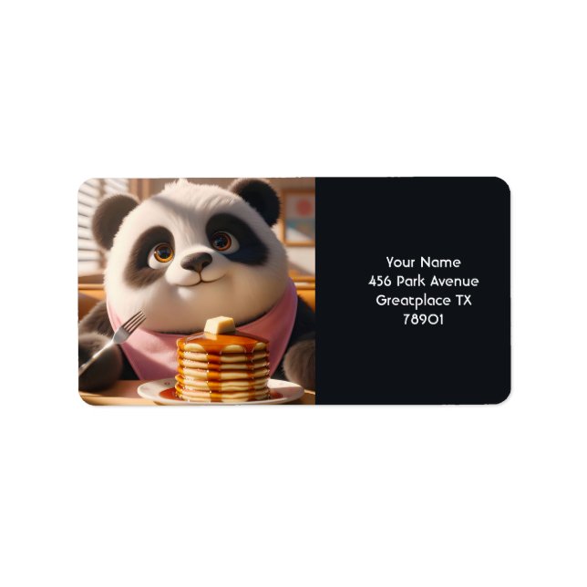 Fantasy Cute Panda Eating Pancakes  Label (Front)
