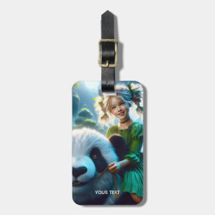 Fantasy Cute Panda Girl Forest Luggage Tag