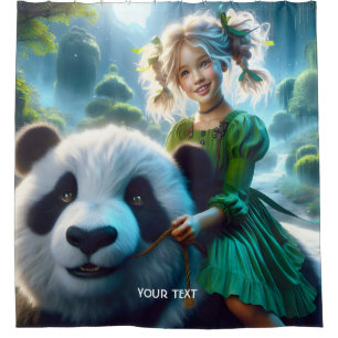 Fantasy Cute Panda Girl Forest Shower Curtain