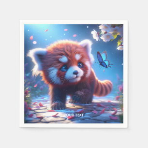Fantasy Cute Panda Red Butterfly Napkin