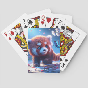 Fantasy Cute Panda Red Butterfly Playing Cards