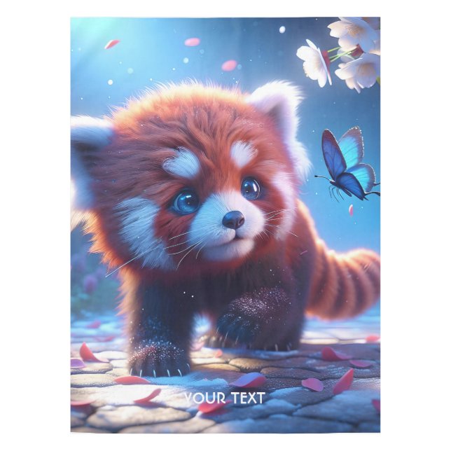 Fantasy Cute Panda Red Butterfly Tablecloth (Front)