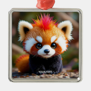 Fantasy Cute Panda Red Hai Metal Tree Decoration