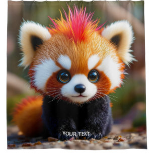 Fantasy Cute Panda Red Hai Shower Curtain