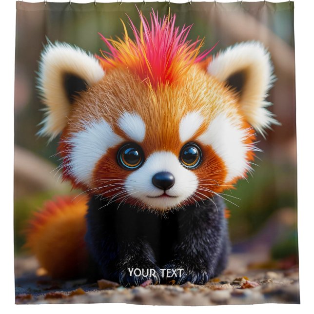 Fantasy Cute Panda Red Hai Shower Curtain (Front)