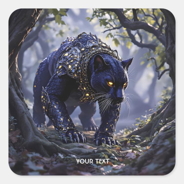 Fantasy Cute Panther Scale Armour Square Sticker (Front)