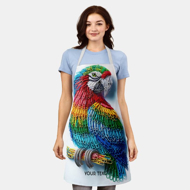 Fantasy Cute Paper Clips Bird Apron (Worn)