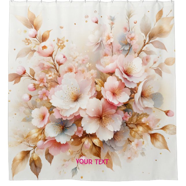Fantasy Cute Pastel Pink Sakura Shower Curtain (Front)