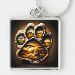 Fantasy Cute Paw Lion Stone Key Ring