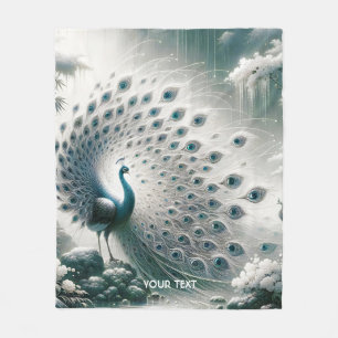 Fantasy Cute Peacock Rain Tree Fleece Blanket