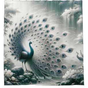 Fantasy Cute Peacock Rain Tree Shower Curtain