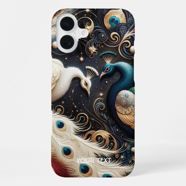 Fantasy Cute  Peacocks Crescent Feathers iPhone Case (Back)