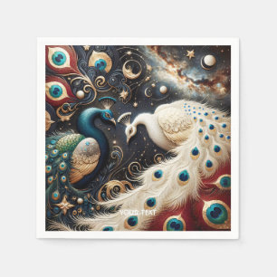 Fantasy Cute  Peacocks Crescent Feathers Napkin