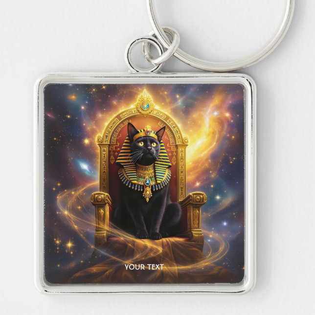 Fantasy Cute Pharaoh Regal Cat Key Ring (Front)