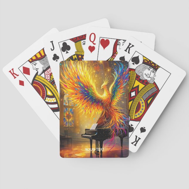 Fantasy Cute Phoenix Playing Piano Cards (Back)