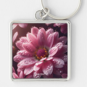Fantasy Cute Pink Flower Dew Key Ring