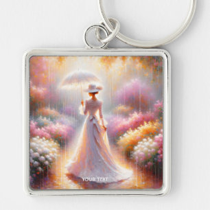 Fantasy Cute Pink Garden Umbrella Key Ring