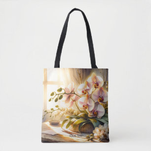 Fantasy Cute Pink Orchids Watercolor Tote Bag