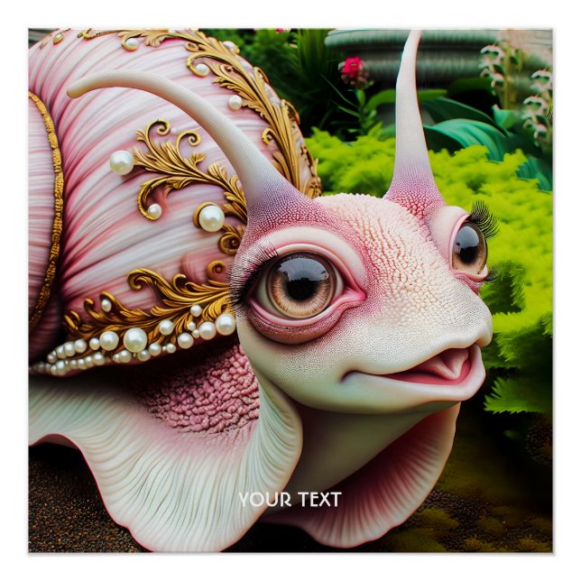 Fantasy Cute Pink Snail Pearls Poster (Front)