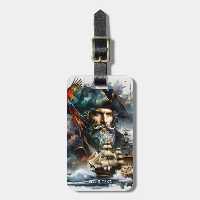 Fantasy Cute Pirate Sea Ship Luggage Tag (Front Vertical)