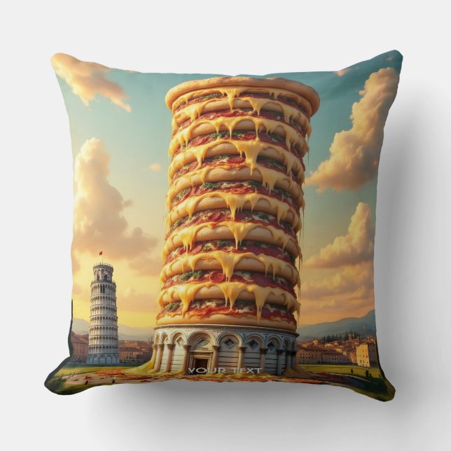 Fantasy Cute Pisa Tower Pizza Cushion (Front)