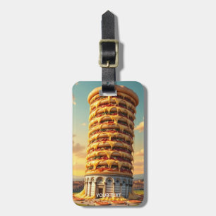 Fantasy Cute Pisa Tower Pizza Luggage Tag