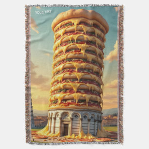 Fantasy Cute Pisa Tower Pizza Throw Blanket