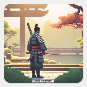 Fantasy Cute Pixel Art Samurai Square Sticker