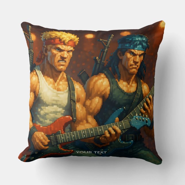 Fantasy Cute Pixelized Rock Band Cushion (Front)