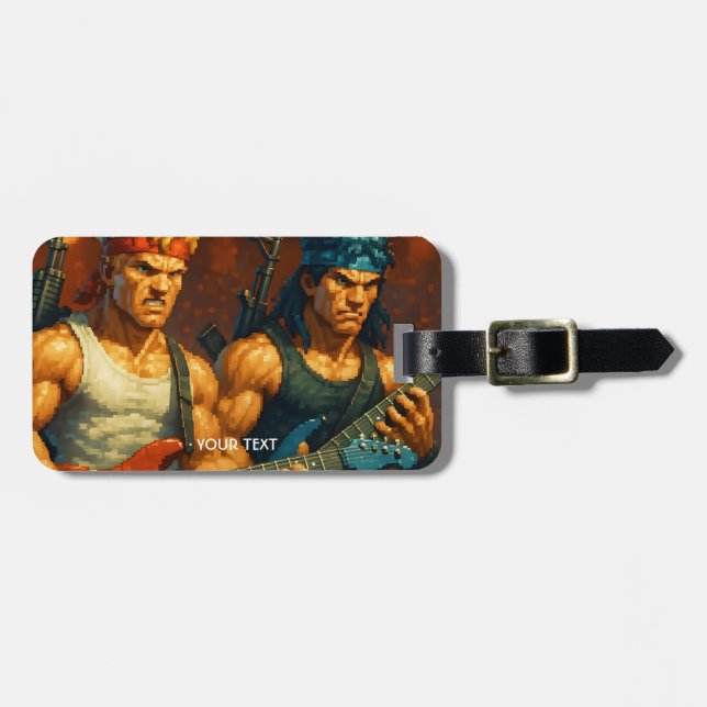 Fantasy Cute Pixelized Rock Band Luggage Tag (Front Horizontal)