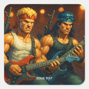 Fantasy Cute Pixelized Rock Band Square Sticker